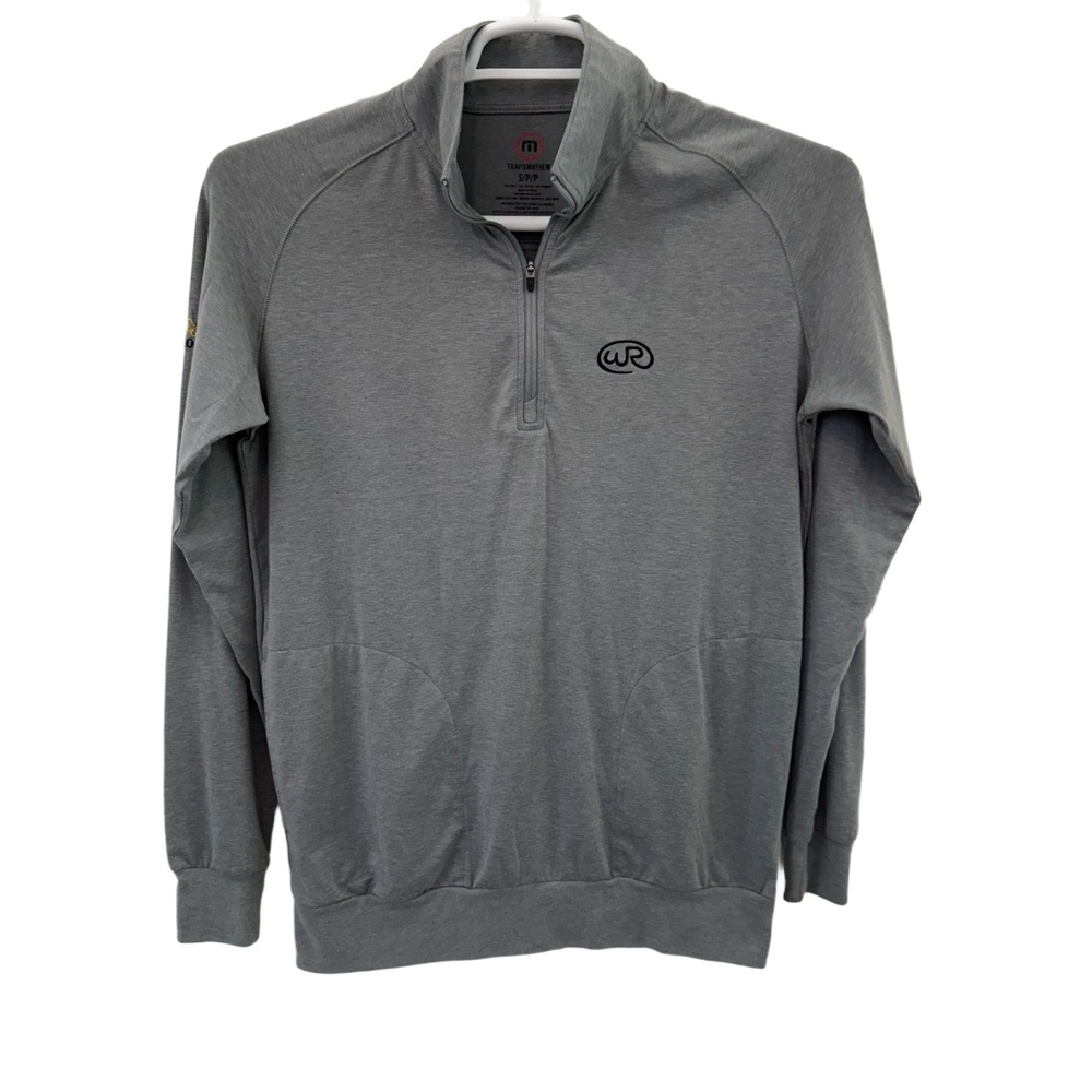 Travis Matthew Mens Small Grey Pullover‎ Quarter Zip Long Sleeve Pockets